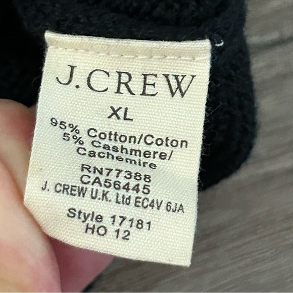 J. Crew Cashmere Cotton Blend 1/4 Zip Pop On knit Black Sweater Men Size XL - Picture 4 of 6